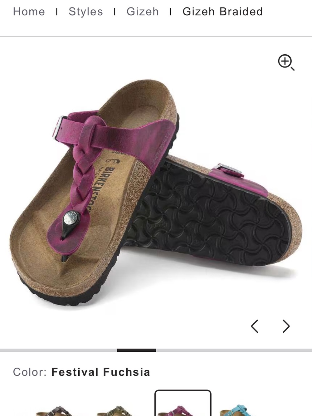 Birkenstock Gizeh Braided Twisted Thong Sandals - Festival Fuchsia 41